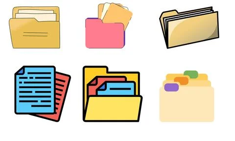 High resolution illustration pack of documents on white background Illustrazione stock