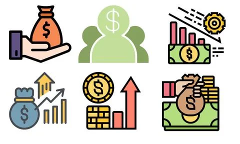High resolution illustration pack of finance on white background Stock Illustration