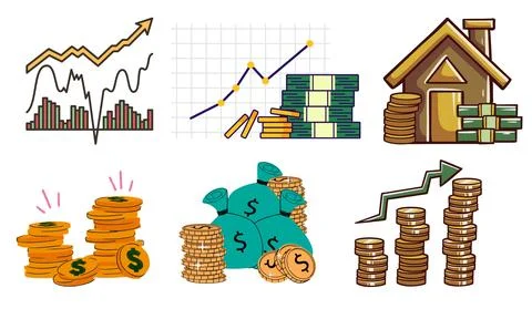 High resolution illustration pack of finance on white background Stock Illustration