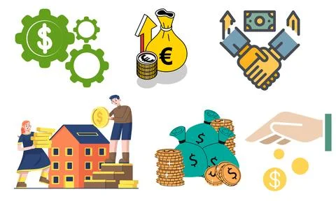 High resolution illustration pack of finance on white background Stock Illustration