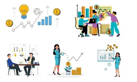 High resolution illustration pack of finance on white background Stock Illustration