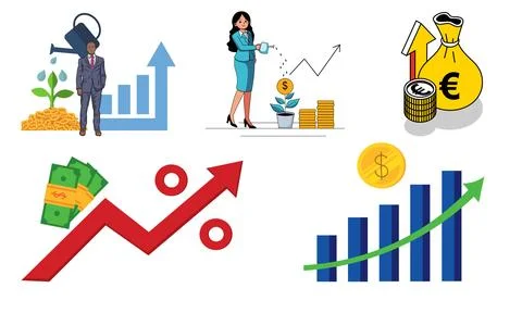 High resolution illustration pack of finance on white background Stock Illustration