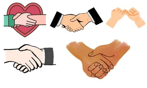 High resolution illustration pack of handshake on white background Stock Illustration