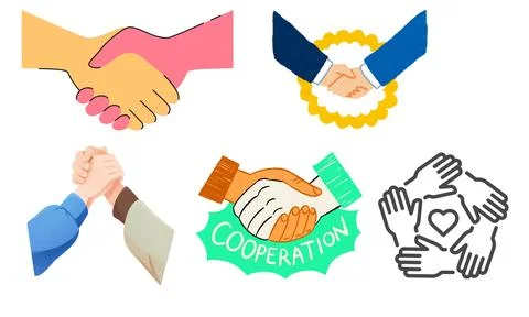 High resolution illustration pack of handshake on white background Stock Illustration