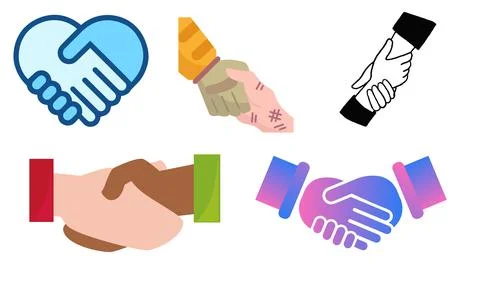 High resolution illustration pack of handshake on white background Stock Illustration