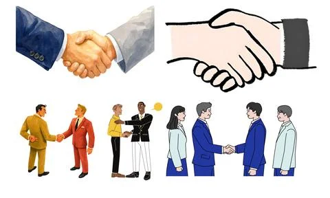 High resolution illustration pack of handshake on white background Stock Illustration