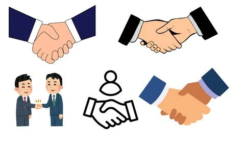 High resolution illustration pack of handshake on white background Stock Illustration