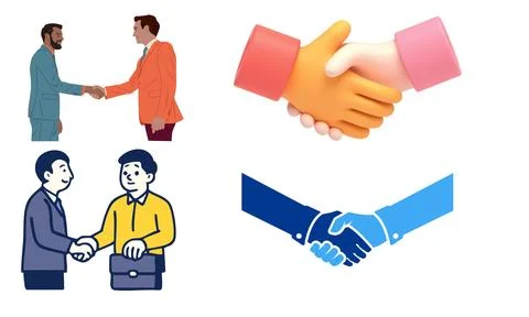High resolution illustration pack of handshake on white background Stock Illustration