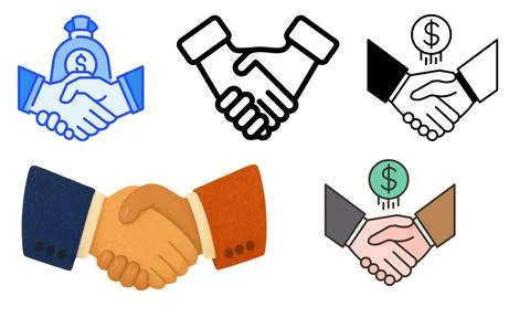 High resolution illustration pack of handshake on white background Stock Illustration