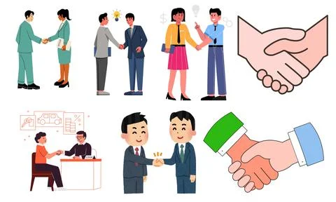High resolution illustration pack of handshake on white background Stock Illustration