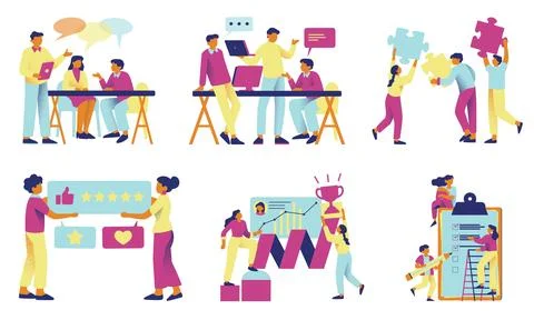 High resolution illustration pack of meeting on white background Stock Illustration