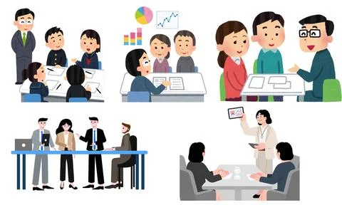 High resolution illustration pack of meeting on white background Stock Illustration