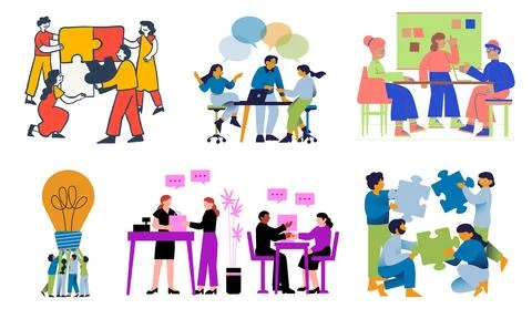 High resolution illustration pack of meeting on white background Stock Illustration