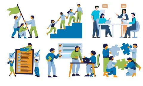 High resolution illustration pack of meeting on white background Stock Illustration