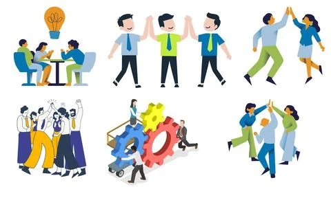 High resolution illustration pack of meeting on white background Stock Illustration
