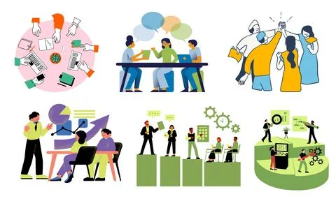 High resolution illustration pack of meeting on white background Stock Illustration