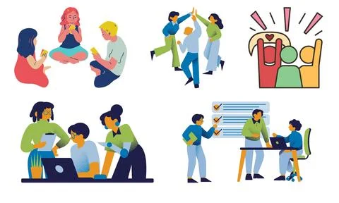 High resolution illustration pack of meeting on white background Stock Illustration