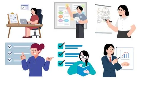 High resolution illustration pack of presentation on white background Stock Illustration