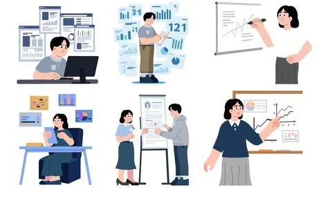 High resolution illustration pack of presentation on white background Stock Illustration
