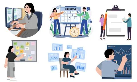 High resolution illustration pack of presentation on white background Stock Illustration