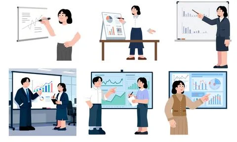 High resolution illustration pack of presentation on white background Stock Illustration