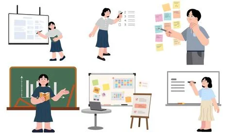 High resolution illustration pack of presentation on white background Stock Illustration