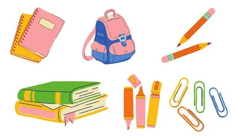 High resolution illustration pack of school characters on white background Illustrazione stock