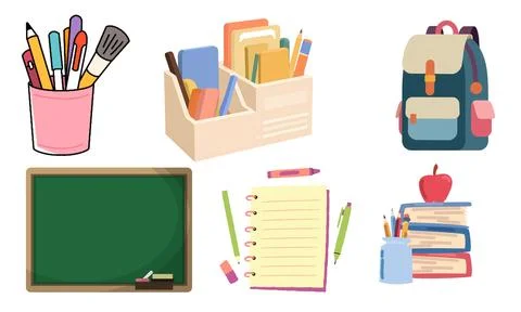 High resolution illustration pack of school characters on white background Illustrazione stock