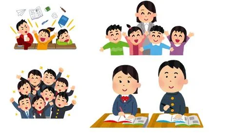 High resolution illustration pack of school characters on white background Illustrazione stock