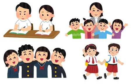 High resolution illustration pack of school characters on white background Illustrazione stock
