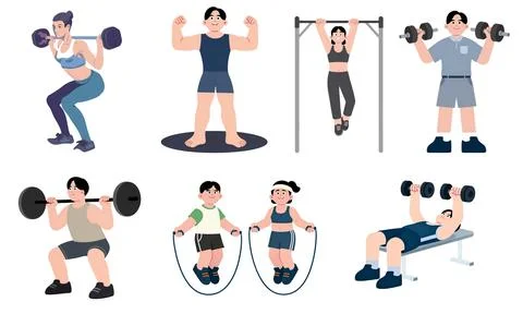 High resolution illustration pack of sport activity on white background Stock Illustration