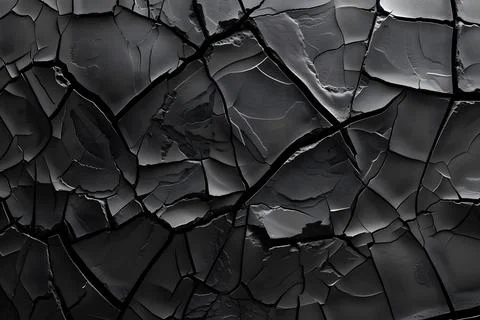 High-resolution image displaying the intricate details of a black cracked t.. Foto stock