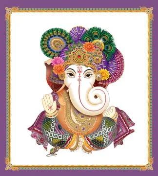 High Resolution Indian Gods Ganesha Digital Painting Stock Illustration
