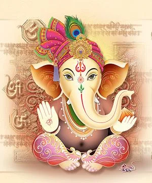 High Resolution Indian Gods Lord Ganesha Digital Painting Stock Illustration