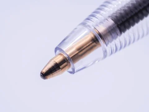 High resolution macro image of the tip of a ballpoint pen. Foto stock