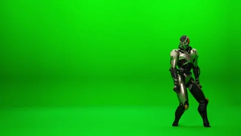 High-Resolution Mecha Dance on Green Screen Stock Footage 321921137