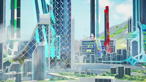High-Resolution Neo Dubai Utopian Skyline Stock Footage 326098420