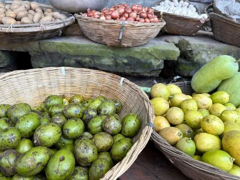 High resolution photo capturing rustic woven baskets brimming with fresh gree 스톡 사진