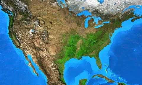 High resolution physical map of The USA Stock Photos