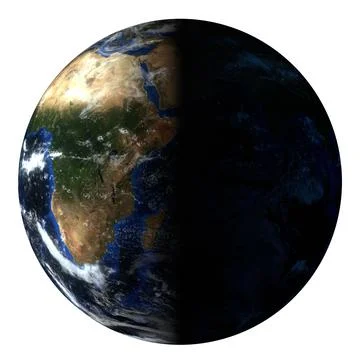 High resolution realistic 3D render of planet Earth with clouds. Isolated on Stock Illustration