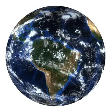 High resolution realistic 3D render of planet Earth with clouds. Isolated on Illustrazione stock