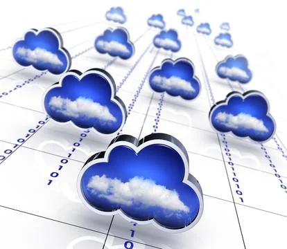 High resolution rendering of a cloud computing network Illustrazione stock