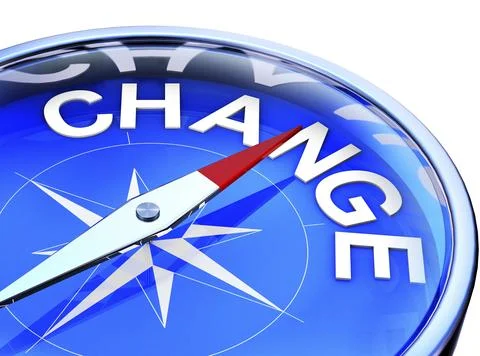 High resolution rendering of a compass with a change icon Illustrazione stock