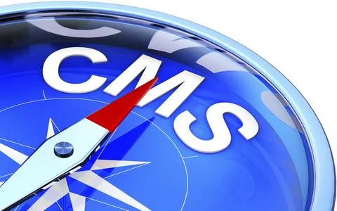 High resolution rendering of a compass with a CMS icon Stock Illustration