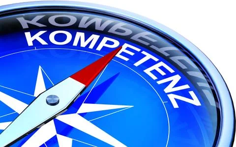High resolution rendering of a compass with a competence icon Illustrazione stock