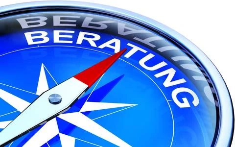 High resolution rendering of a compass with a german consulting icon Illustrazione stock