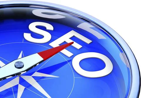 High resolution rendering of a compass with a SEO icon Illustrazione stock