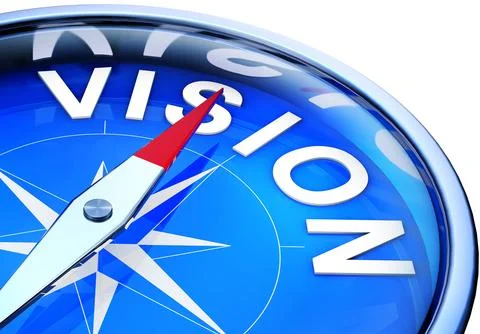 High resolution rendering of a compass with a vision icon Illustrazione stock