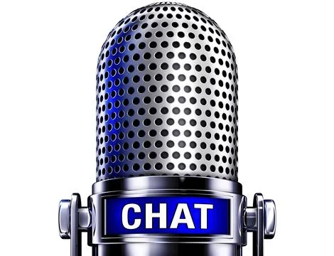 High resolution rendering of a microphone with a chat icon Stock Illustration