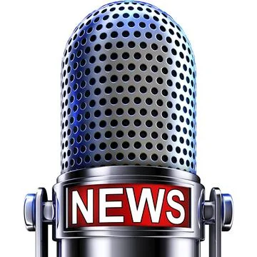 High resolution rendering of a microphone with a news icon Stock Illustration